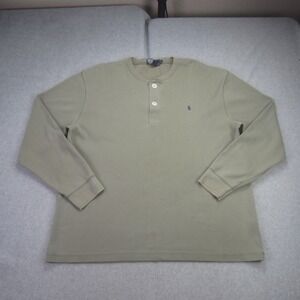 Polo Ralph Lauren Sweater Mens Large Olive Green Long Sleeve Henley Pullover